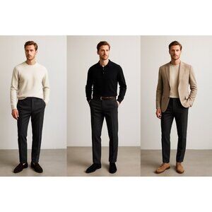 Wills Wool Blend Dress Pants Men’s 32x32 Charcoal Gray Tailored Trousers Portuga